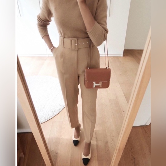 NWT ZARA High Waisted Trousers Belted Pants Blogger Favorite Size S - Picture 5 of 13